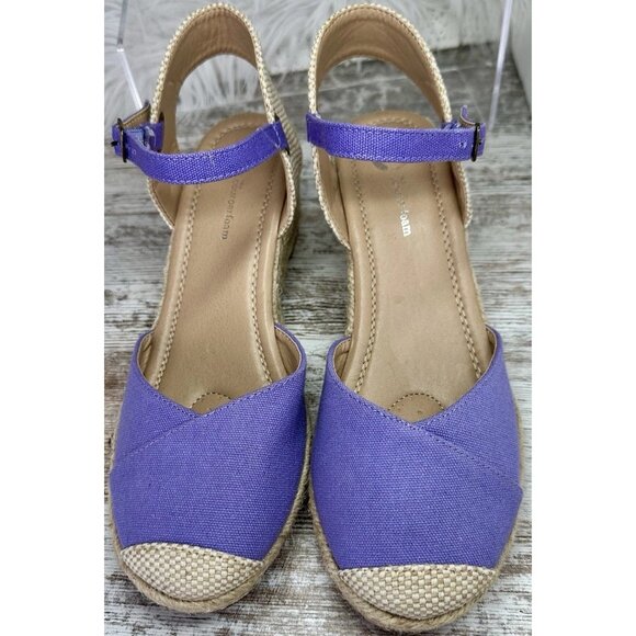 Journee Collection Ashlyn Wedge Sandal Women’s 8.5 WIDE Purple Runs 1/2 Size Lg - Picture 3 of 12